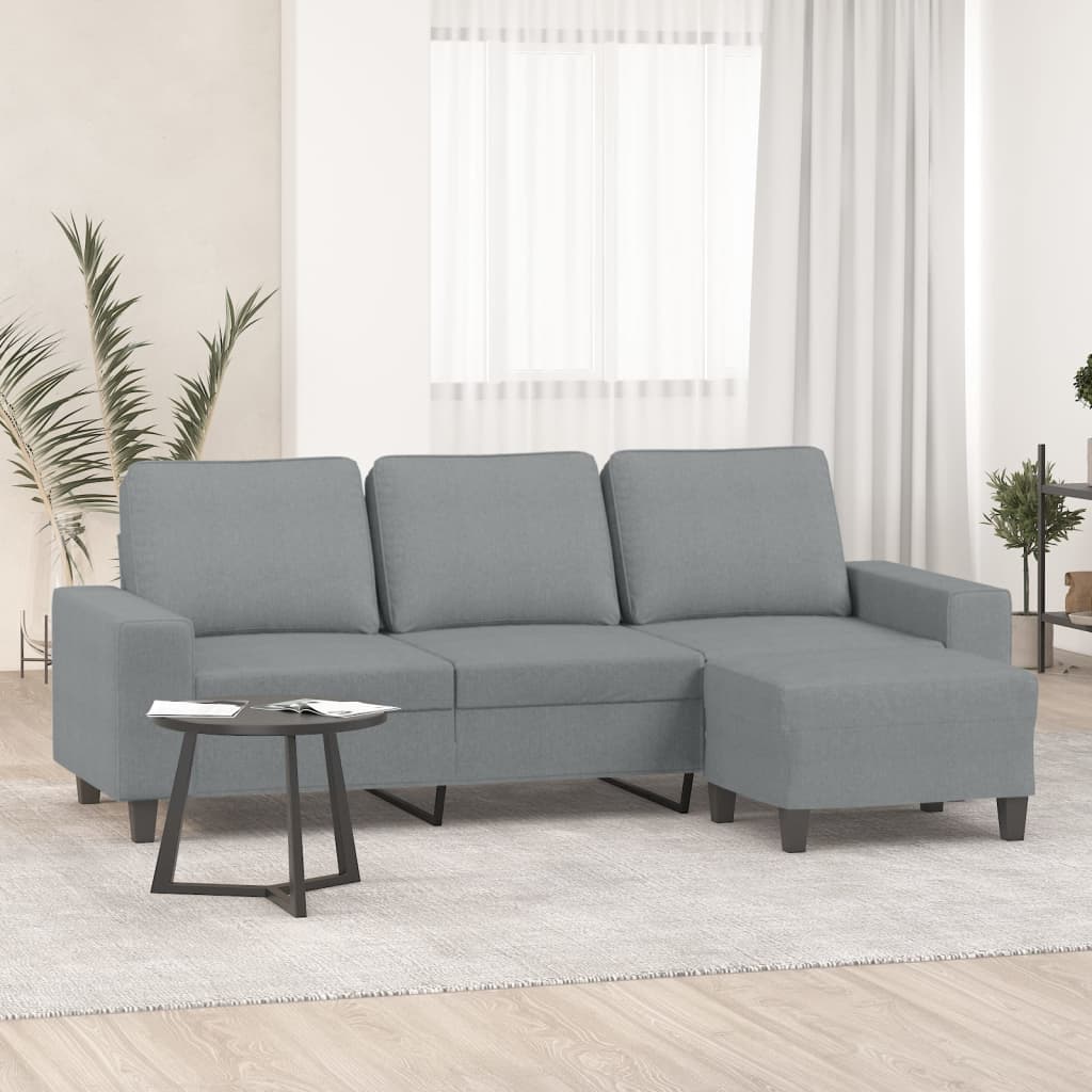 Canapé à 3 places avec repose-pieds Gris clair 180 cm Tissu - XIOS