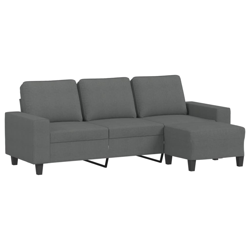 Canapé à 3 places avec repose-pieds Gris foncé 180 cm Tissu - XIOS