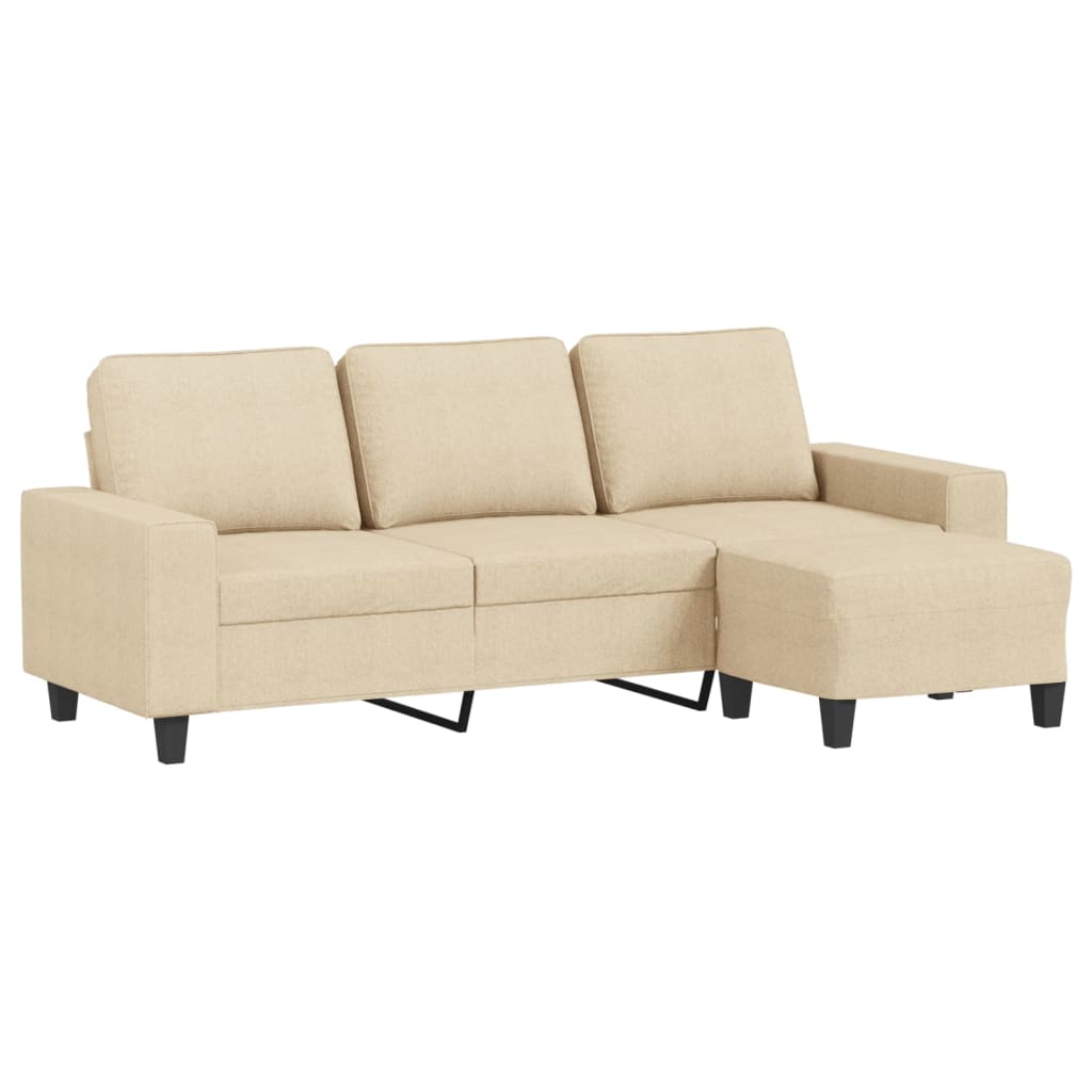 Canapé à 3 places avec repose-pieds Crème 180 cm Tissu - XIOS