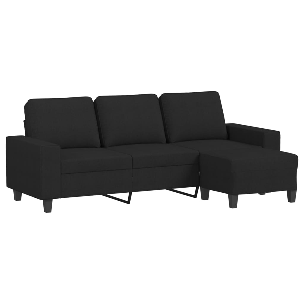 Canapé à 3 places avec repose-pieds Noir 180 cm Tissu - XIOS