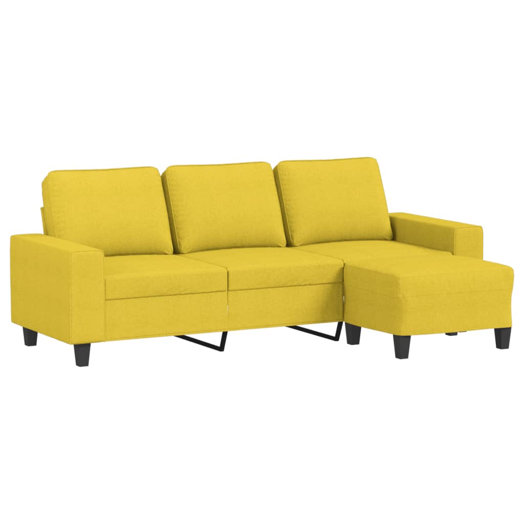 Canapé à 3 places avec repose-pieds Jaune clair 180 cm Tissu - XIOS