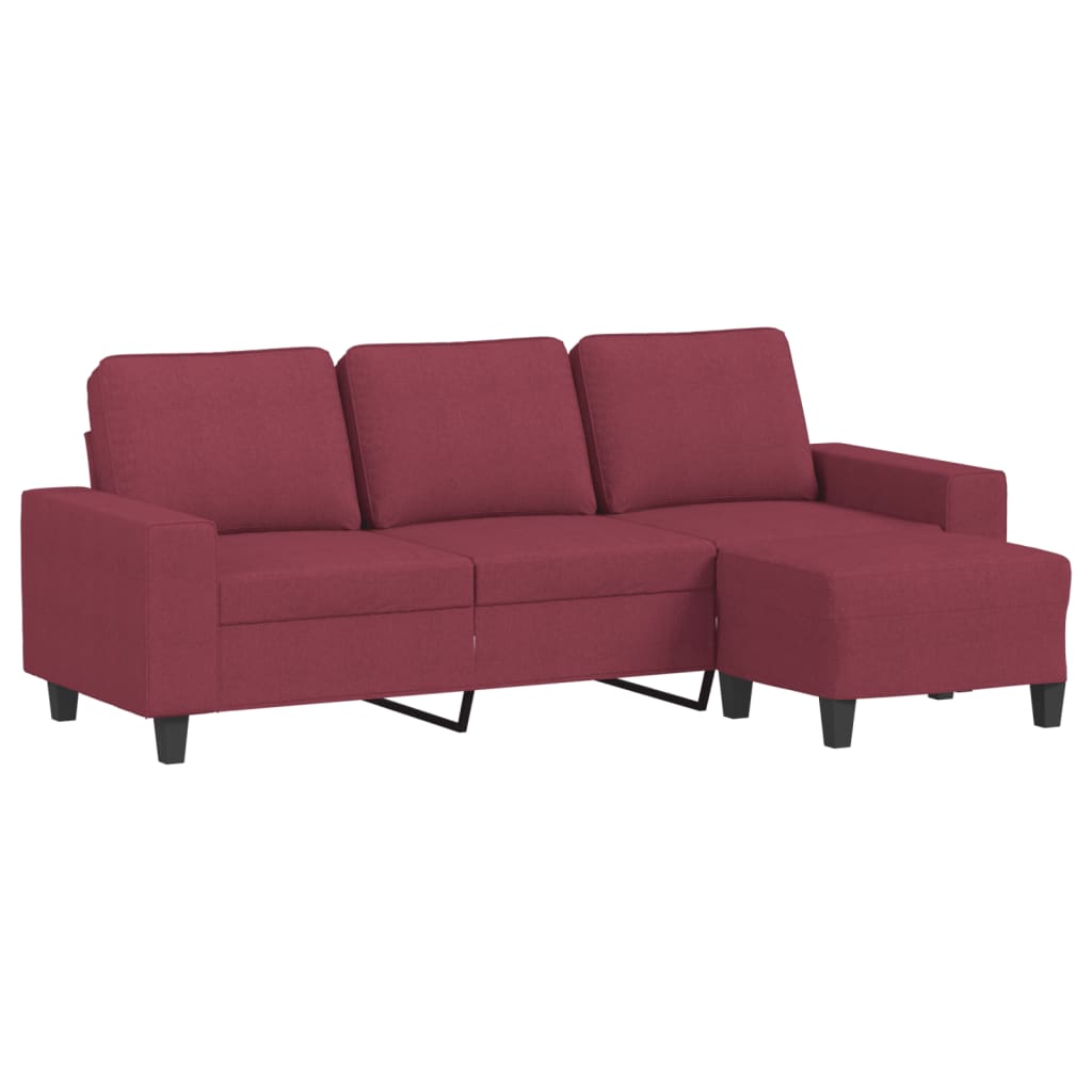 Canapé à 3 places avec repose-pieds Rouge bordeaux 180 cm Tissu - XIOS