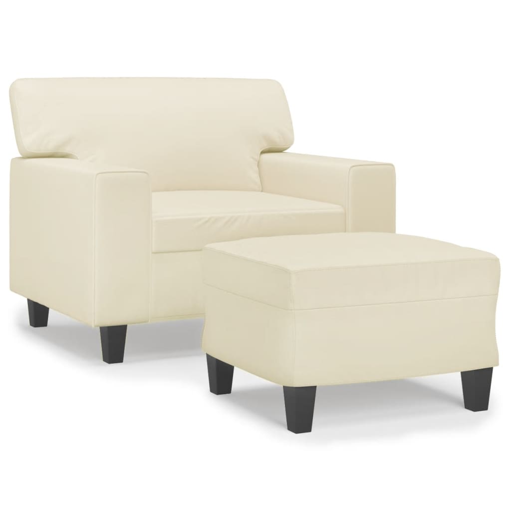 Fauteuil avec repose-pied Crème 60 cm Similicuir - XIOS