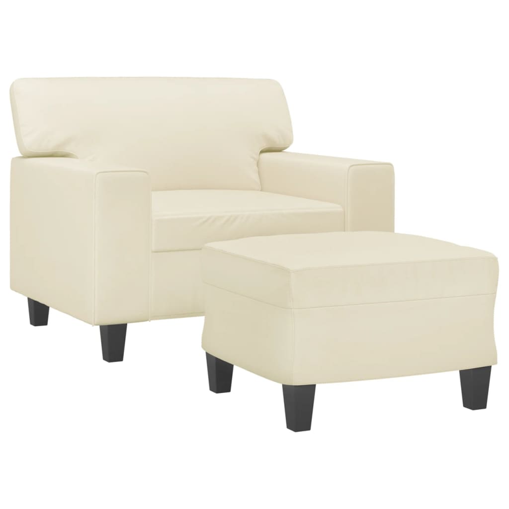 Fauteuil avec repose-pied Crème 60 cm Similicuir - XIOS