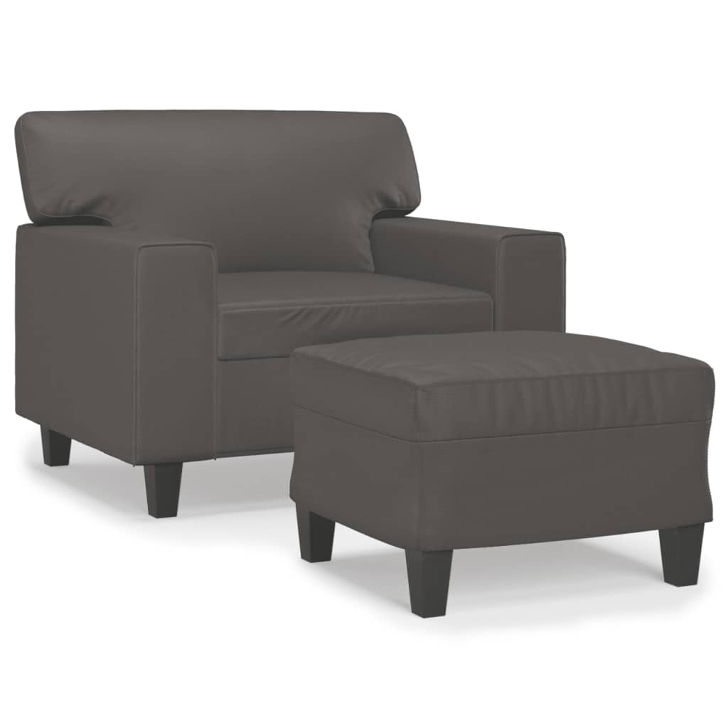 Fauteuil avec repose-pied Gris 60 cm Similicuir - XIOS