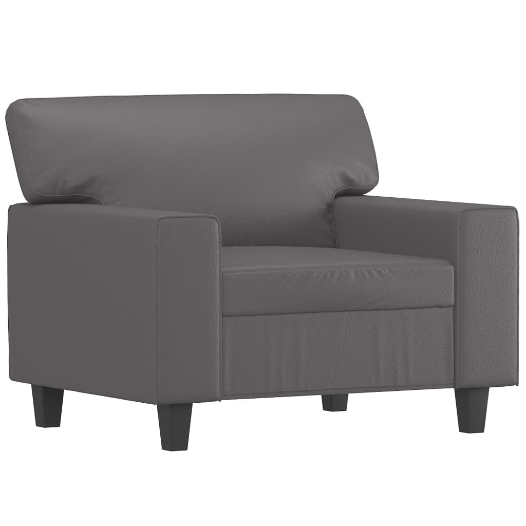 Fauteuil avec repose-pied Gris 60 cm Similicuir - XIOS