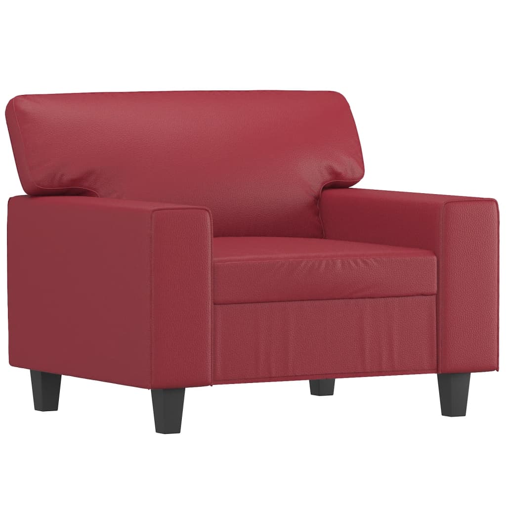 Fauteuil avec repose-pied Rouge bordeaux 60 cm Similicuir - XIOS