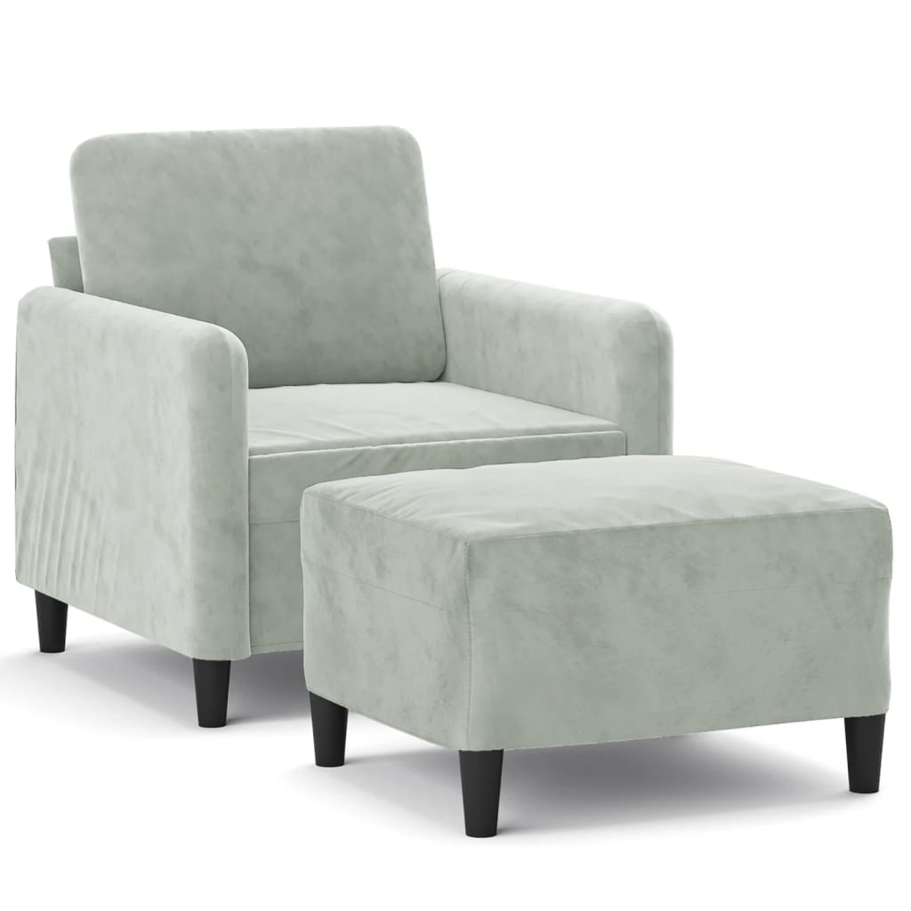 Fauteuil avec repose-pied Gris clair 60 cm Velours - XIOS