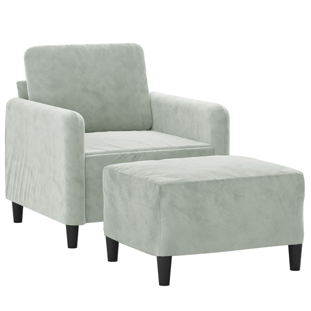 Fauteuil avec repose-pied Gris clair 60 cm Velours - XIOS