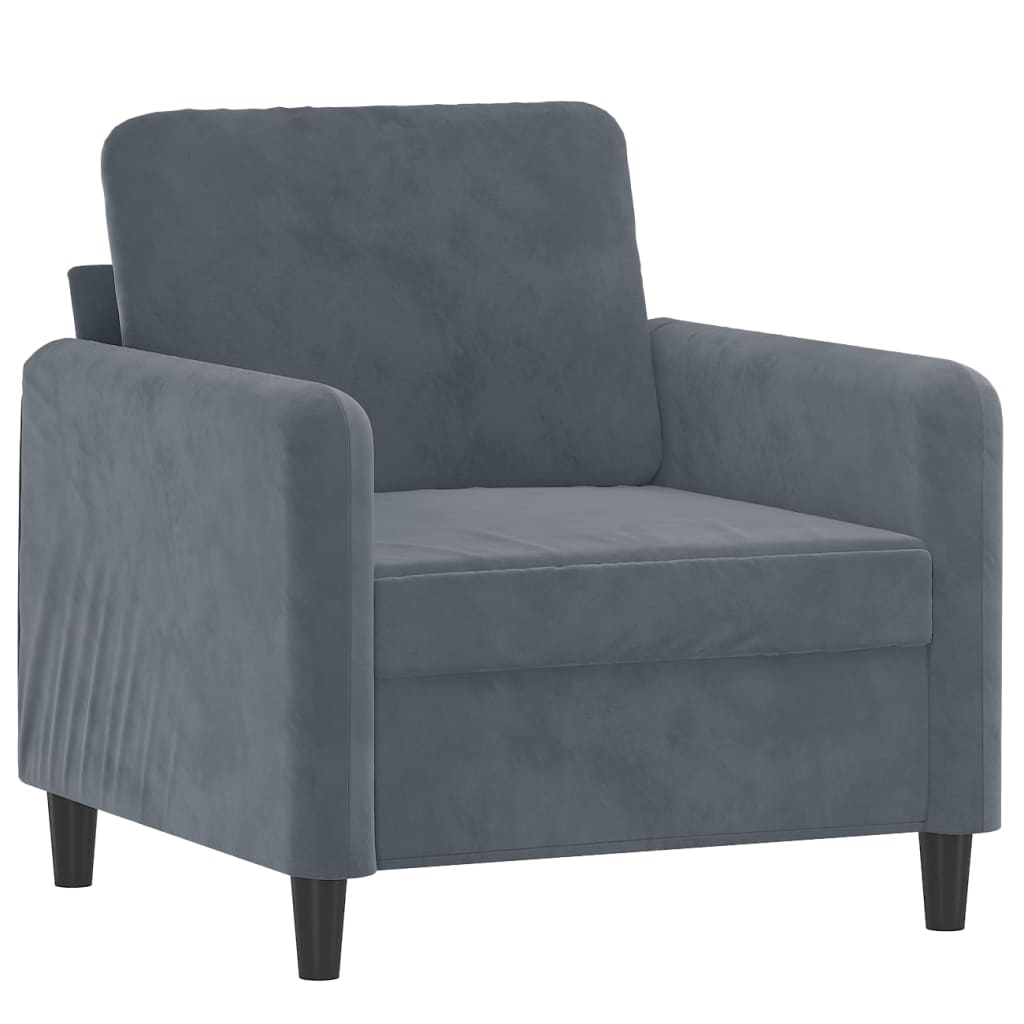 Fauteuil avec repose-pied Gris foncé 60 cm Velours - XIOS