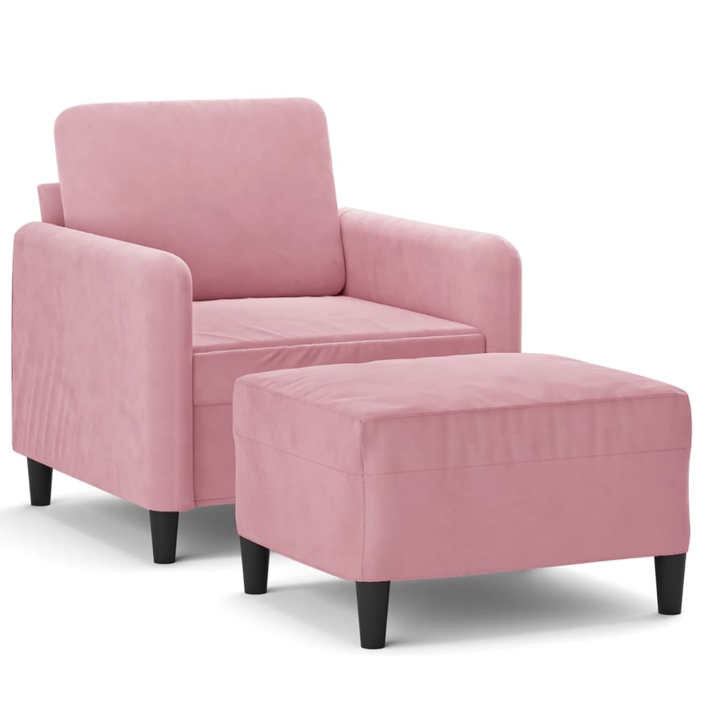 Fauteuil avec repose-pied Rose 60 cm Velours - XIOS