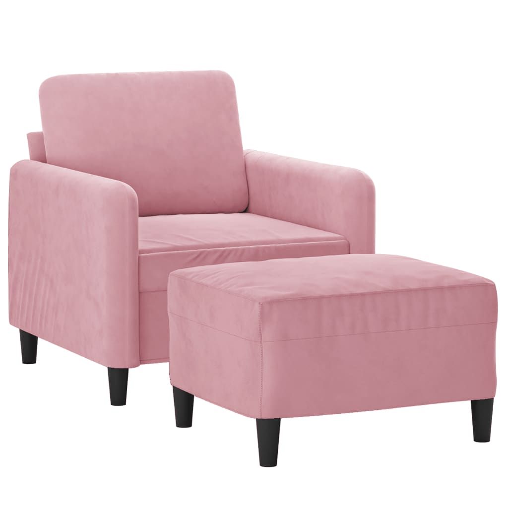 Fauteuil avec repose-pied Rose 60 cm Velours - XIOS