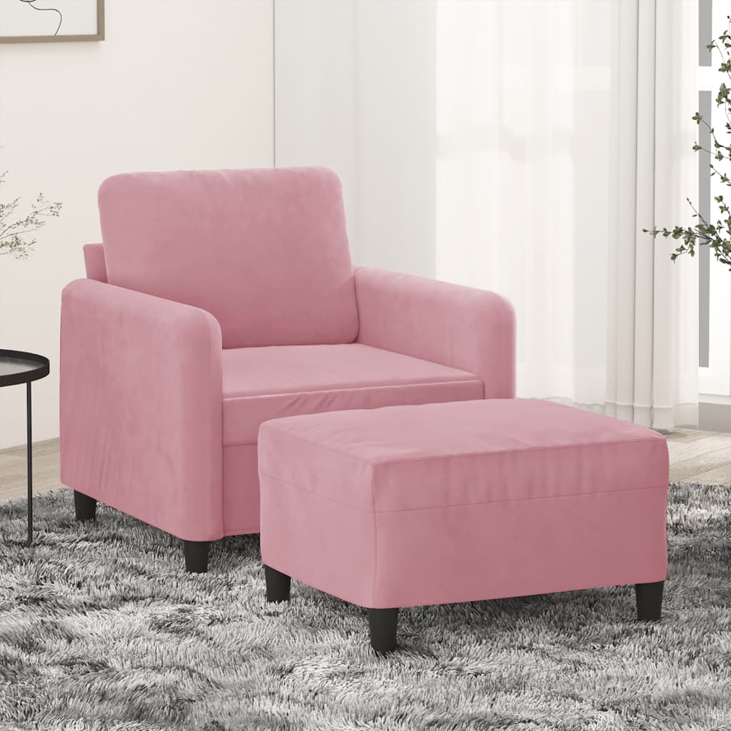 Fauteuil avec repose-pied Rose 60 cm Velours - XIOS
