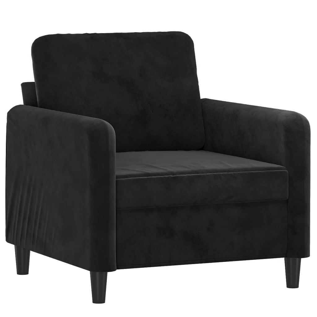 Fauteuil avec repose-pied Noir 60 cm Velours - XIOS