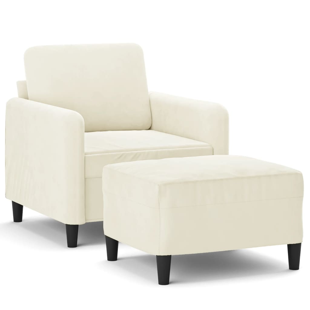 Fauteuil avec repose-pied Crème 60 cm Velours - XIOS