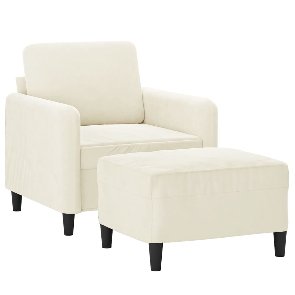 Fauteuil avec repose-pied Crème 60 cm Velours - XIOS