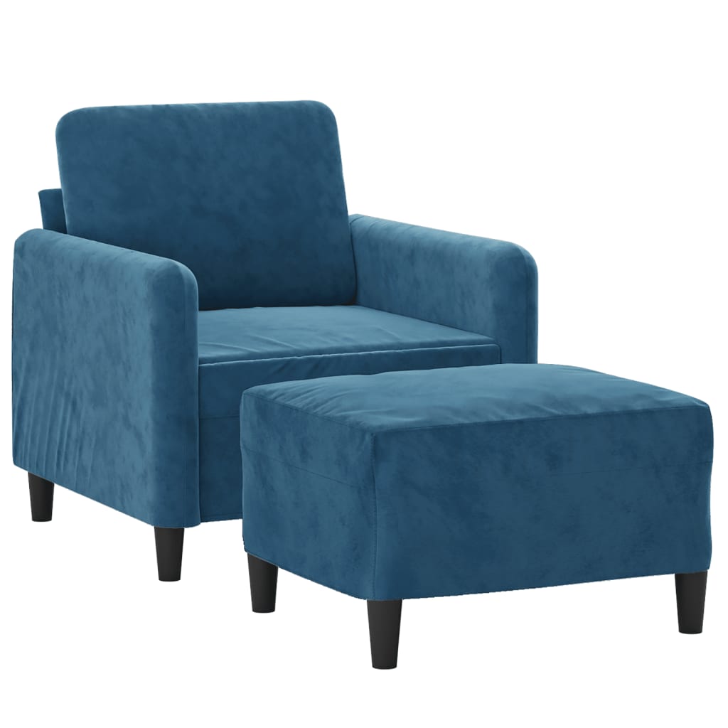 Fauteuil avec repose-pied Bleu 60 cm Velours - XIOS