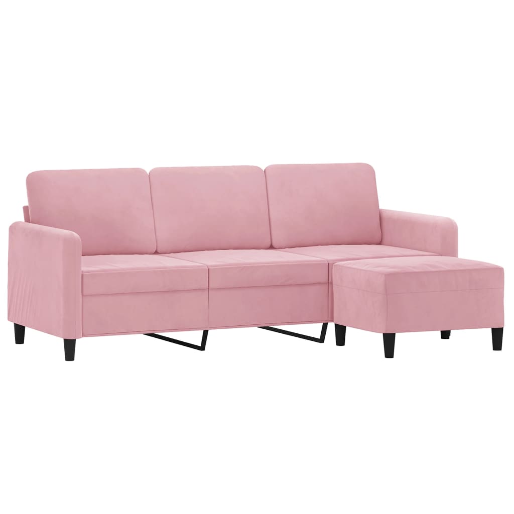 Canapé à 3 places avec repose-pieds Rose 180 cm Velours - XIOS