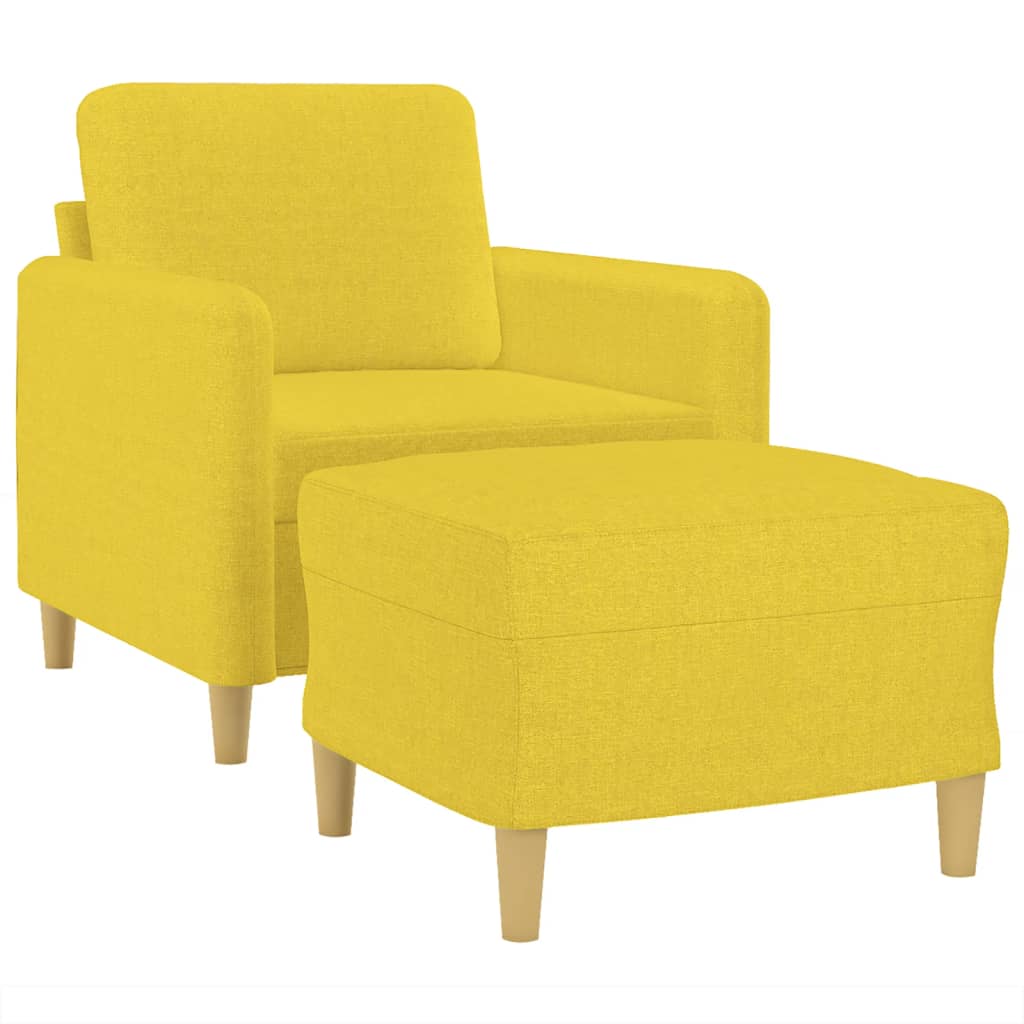 Fauteuil avec repose-pied Jaune clair 60 cm Tissu - XIOS