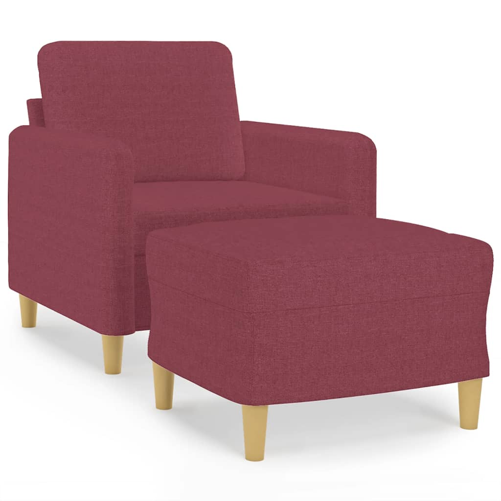 Fauteuil avec repose-pied Rouge bordeaux 60 cm Tissu - XIOS