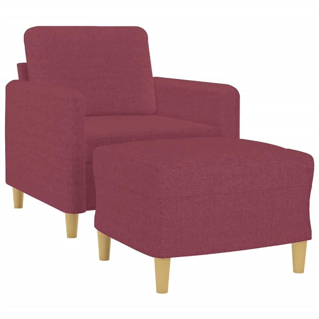 Fauteuil avec repose-pied Rouge bordeaux 60 cm Tissu - XIOS