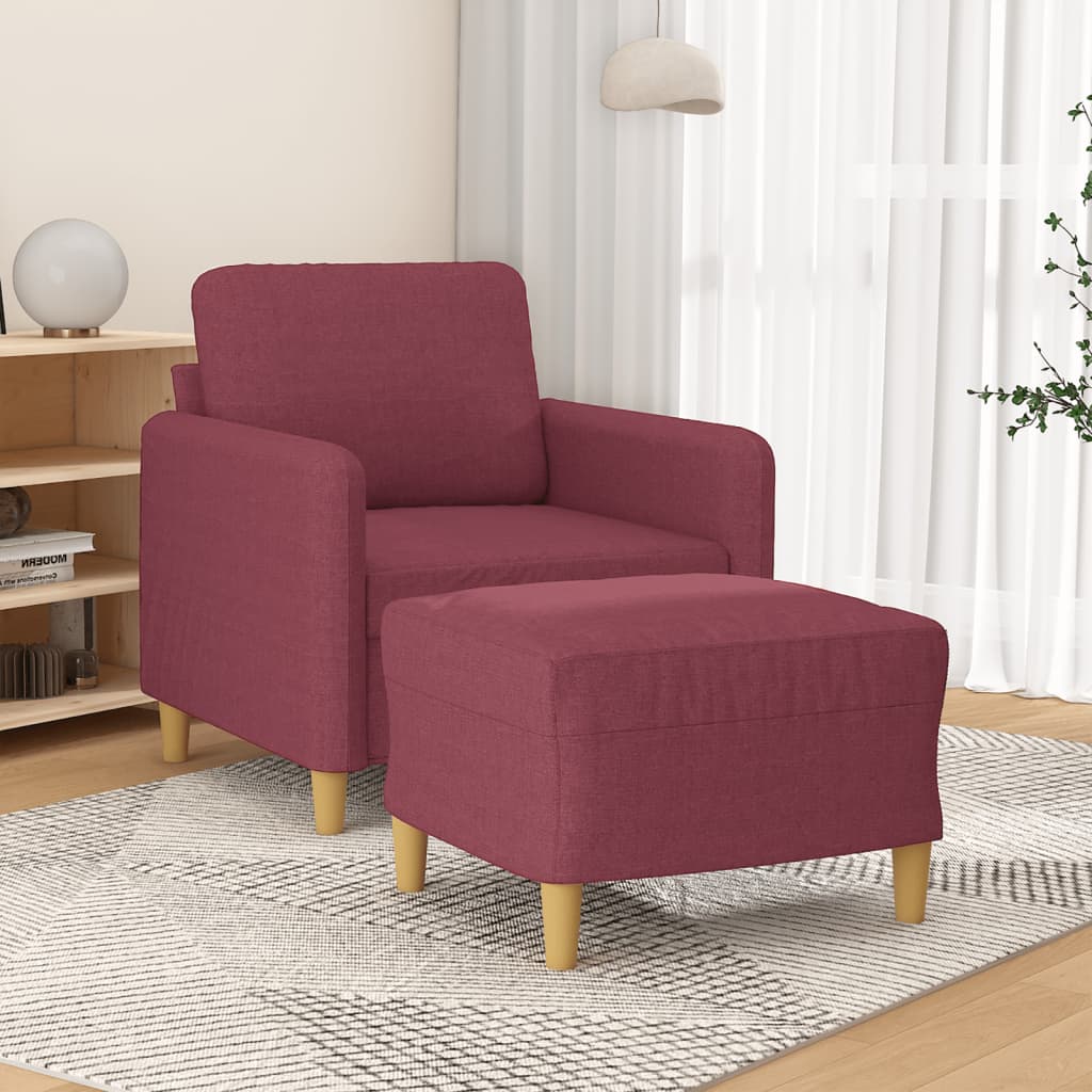 Fauteuil avec repose-pied Rouge bordeaux 60 cm Tissu - XIOS