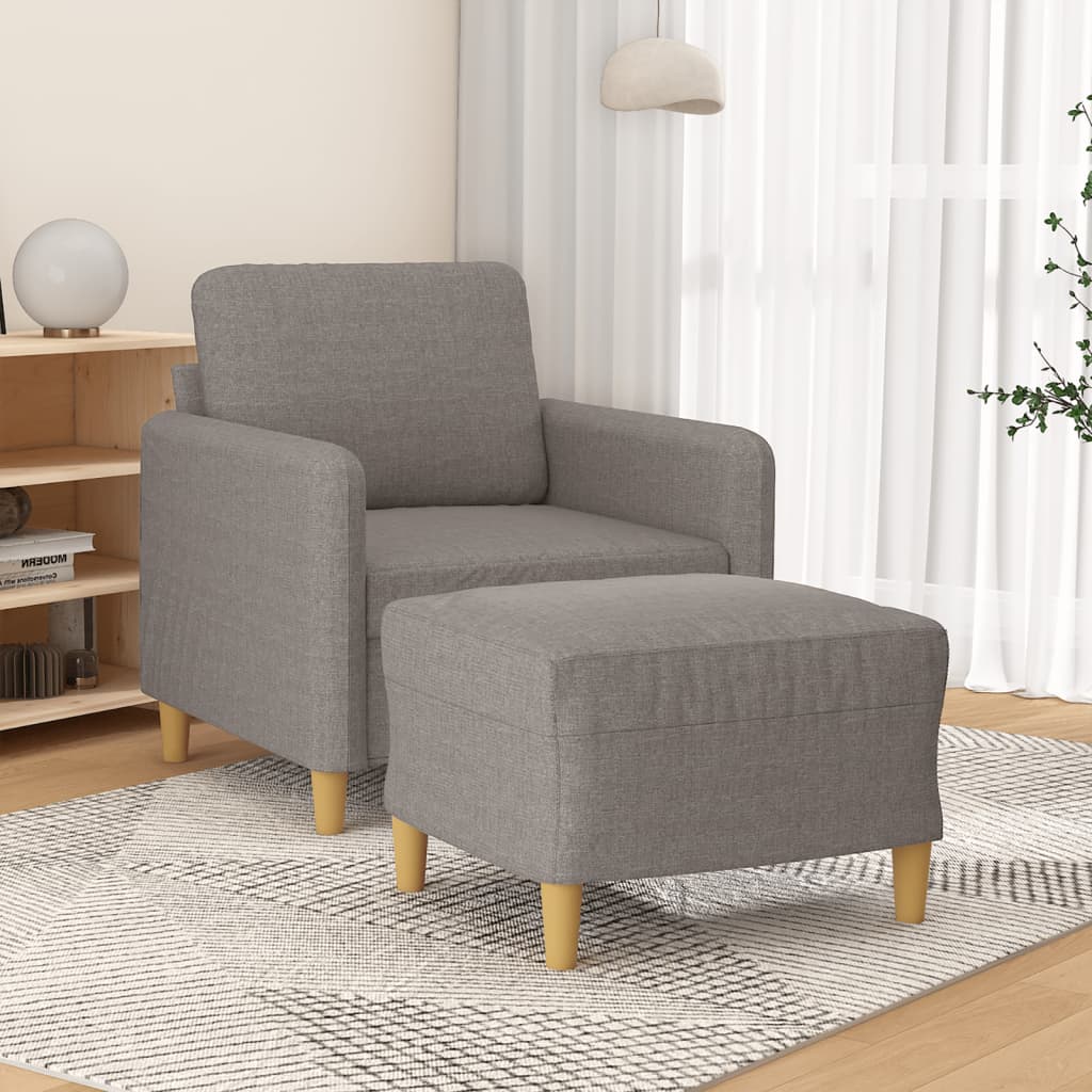 Fauteuil avec repose-pied Taupe 60 cm Tissu - XIOS