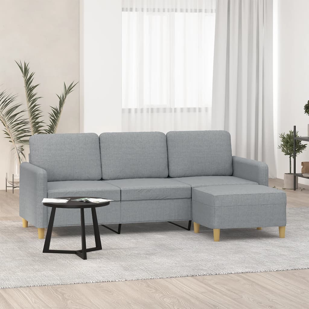 Canapé à 3 places avec repose-pieds Gris clair 180 cm Tissu - XIOS