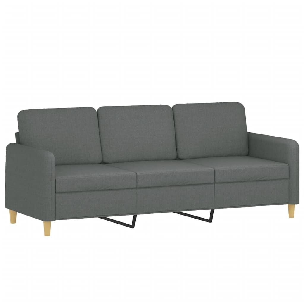Canapé à 3 places avec repose-pieds Gris foncé 180 cm Tissu - XIOS