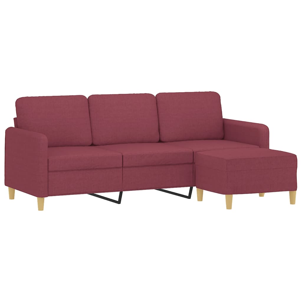 Canapé à 3 places avec repose-pieds Rouge bordeaux 180 cm Tissu - XIOS