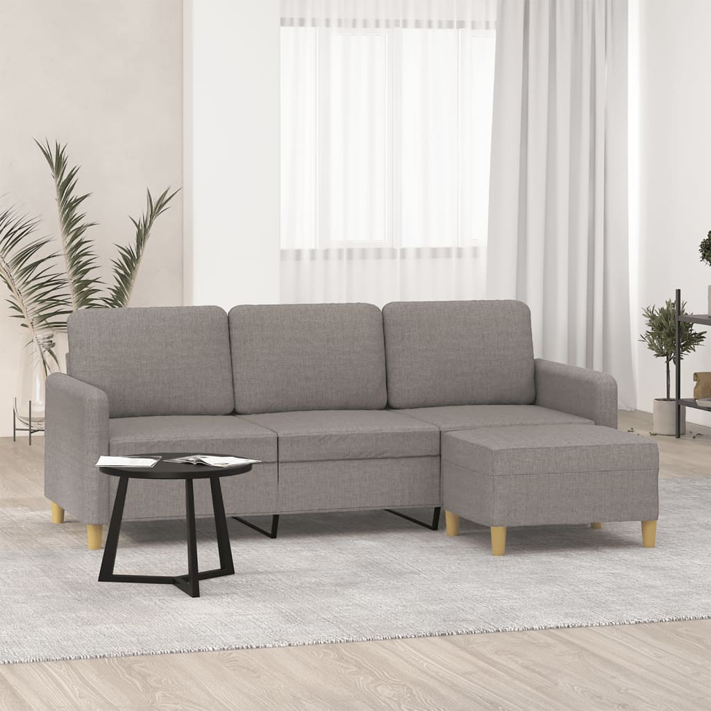 Canapé à 3 places avec repose-pieds Taupe 180 cm Tissu