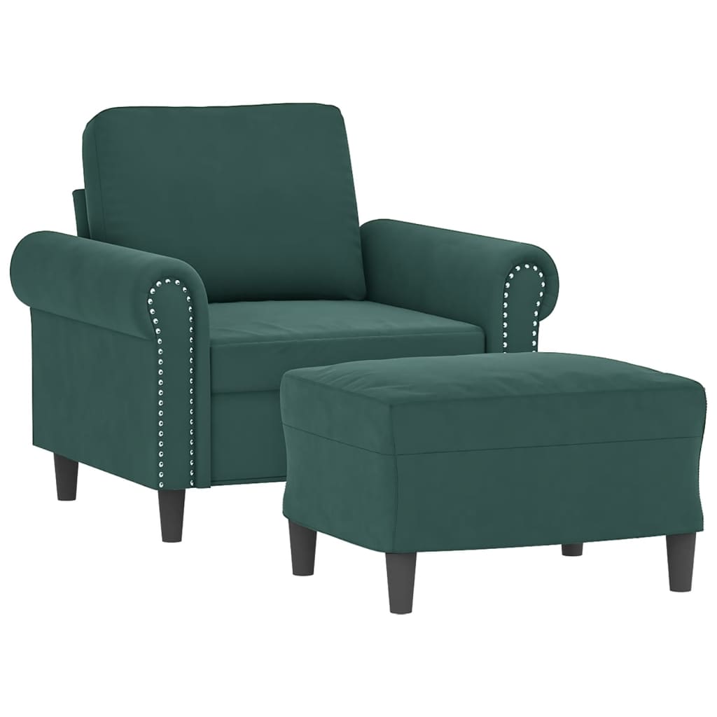 Fauteuil avec repose-pied Vert foncé 60 cm Velours - XIOS