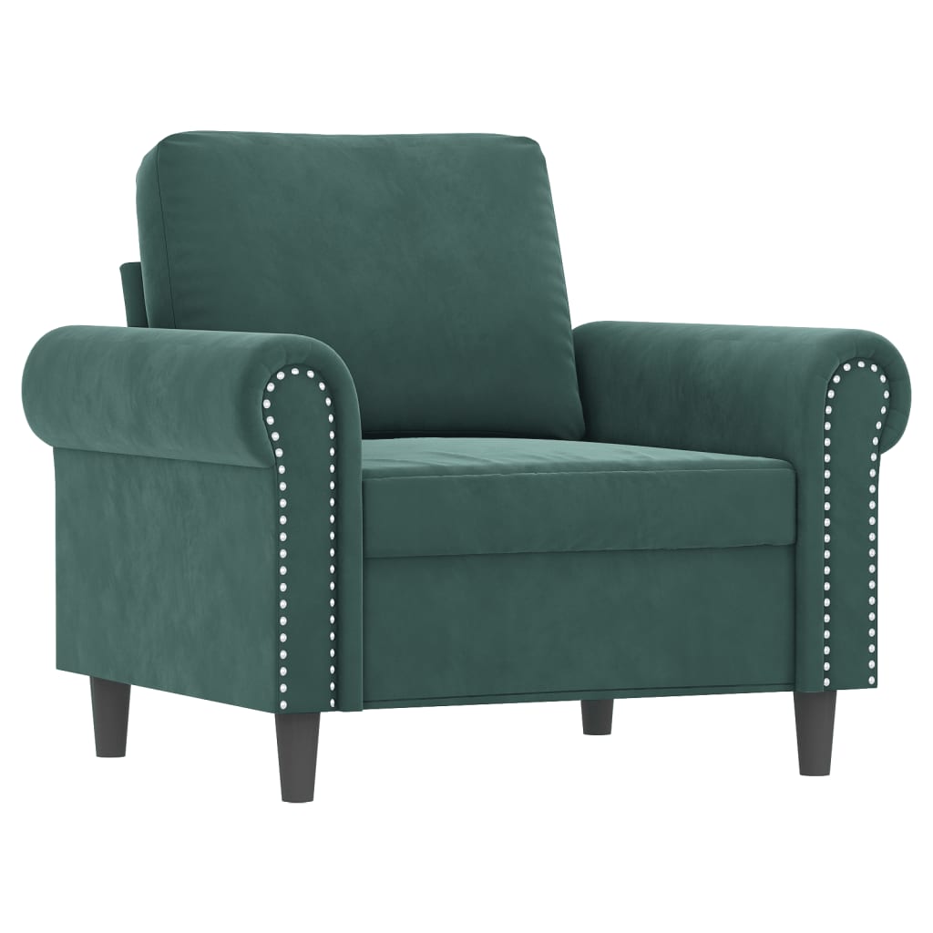 Fauteuil avec repose-pied Vert foncé 60 cm Velours - XIOS