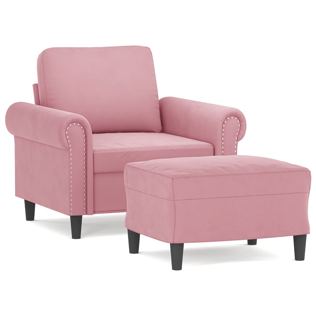 Fauteuil avec repose-pied Rose 60 cm Velours - XIOS