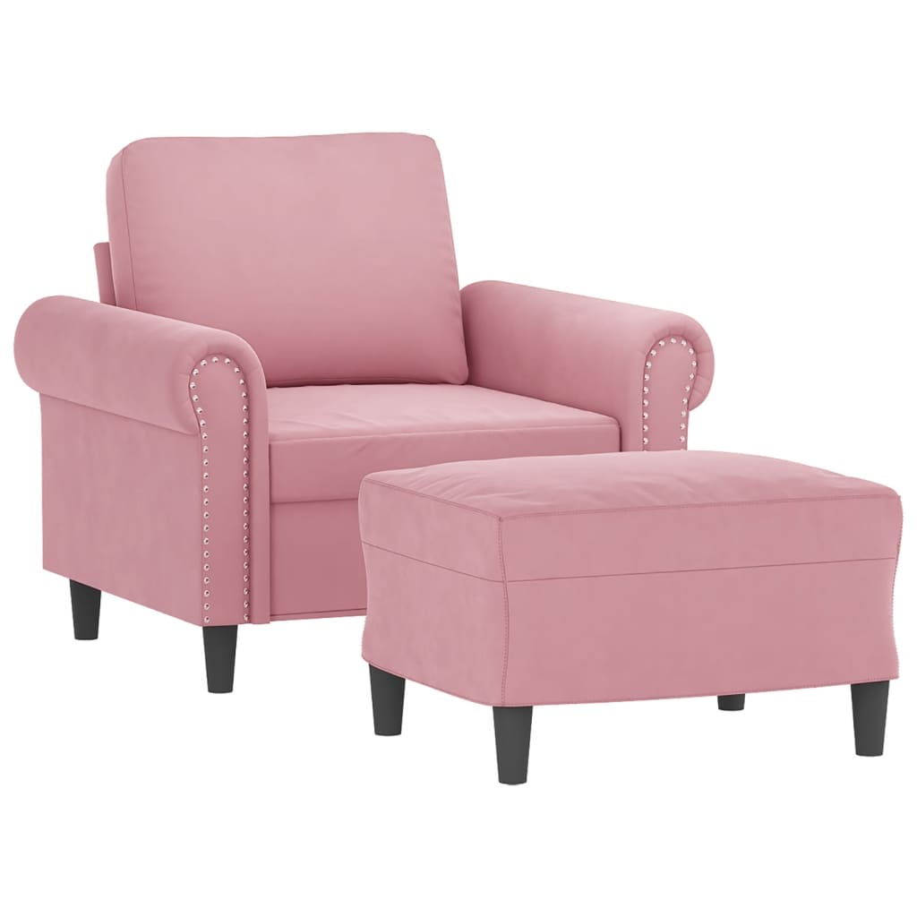 Fauteuil avec repose-pied Rose 60 cm Velours - XIOS