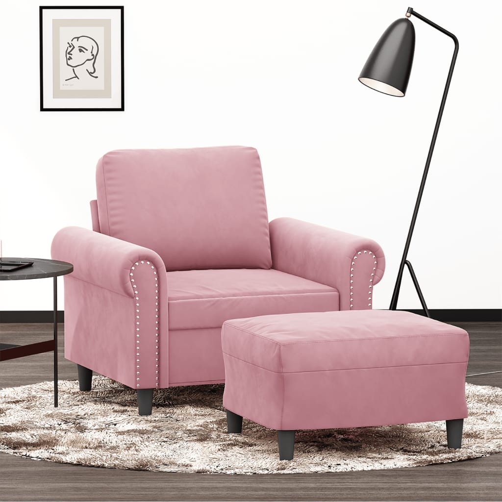 Fauteuil avec repose-pied Rose 60 cm Velours - XIOS