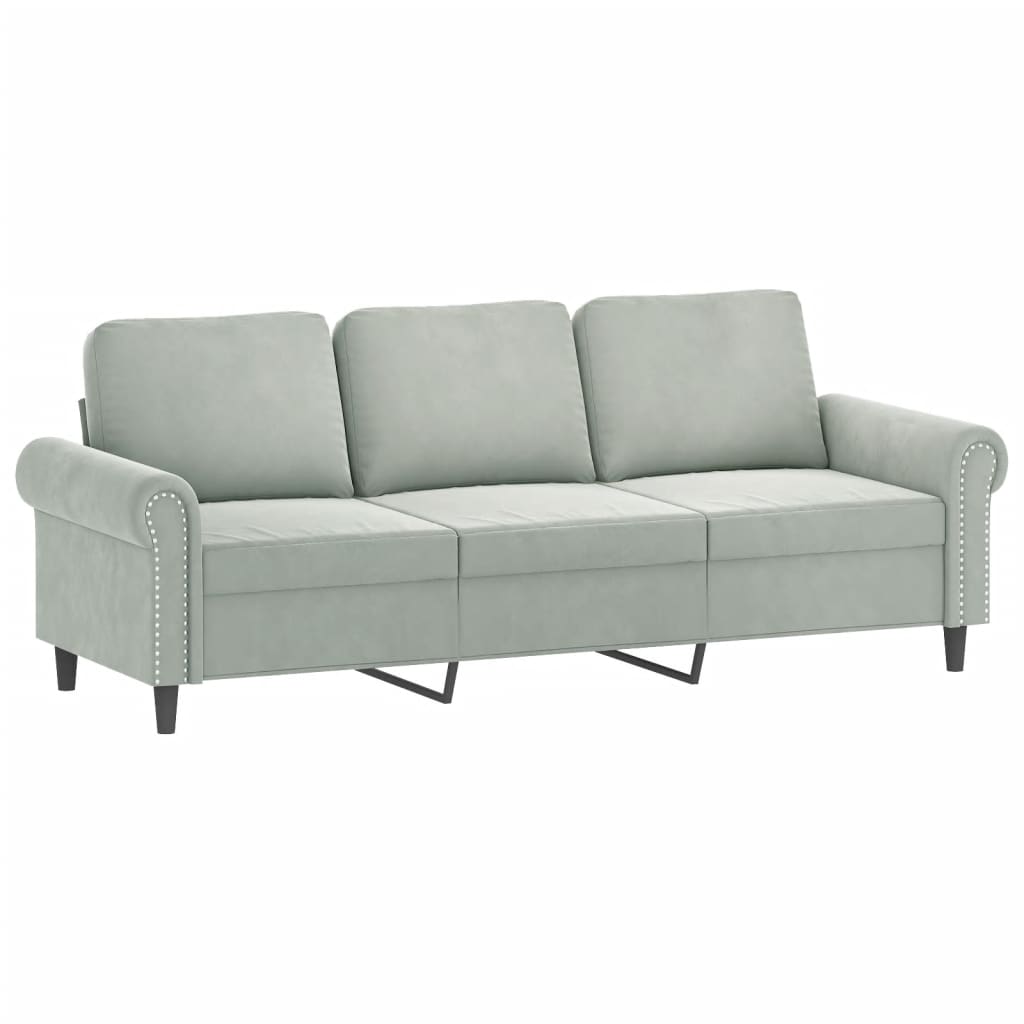 Canapé à 3 places avec repose-pieds Gris clair 180 cm Velours - XIOS