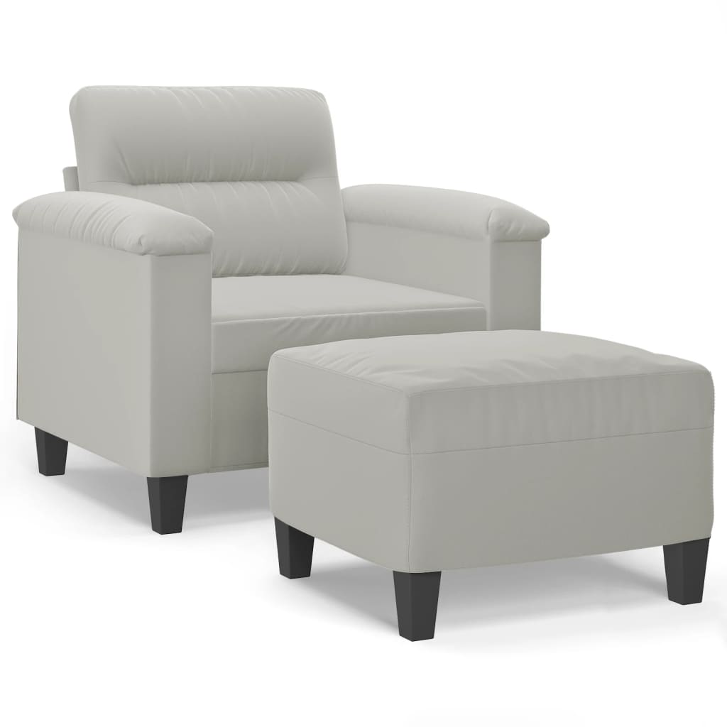 Fauteuil avec repose-pied Gris clair 60 cm Tissu microfibre - XIOS