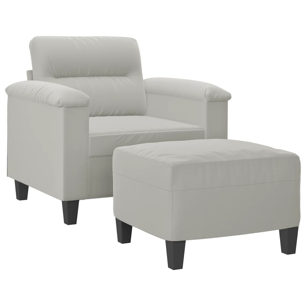 Fauteuil avec repose-pied Gris clair 60 cm Tissu microfibre - XIOS