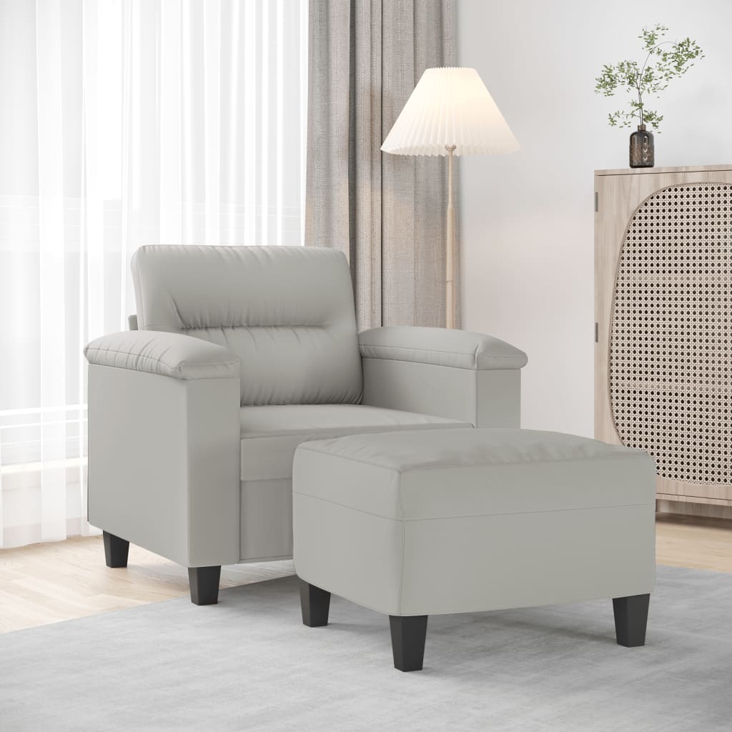 Fauteuil avec repose-pied Gris clair 60 cm Tissu microfibre - XIOS