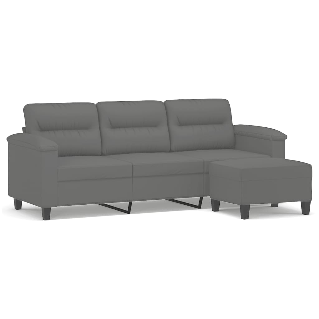 Canapé 3 places repose-pieds Gris foncé 180 cm Tissu microfibre - XIOS