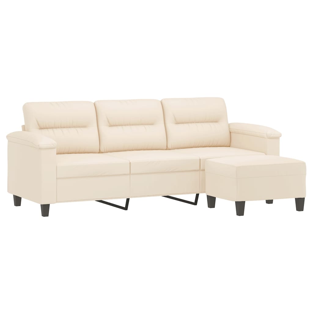 Canapé 3 places avec repose-pieds Beige 180 cm Tissu microfibre - XIOS
