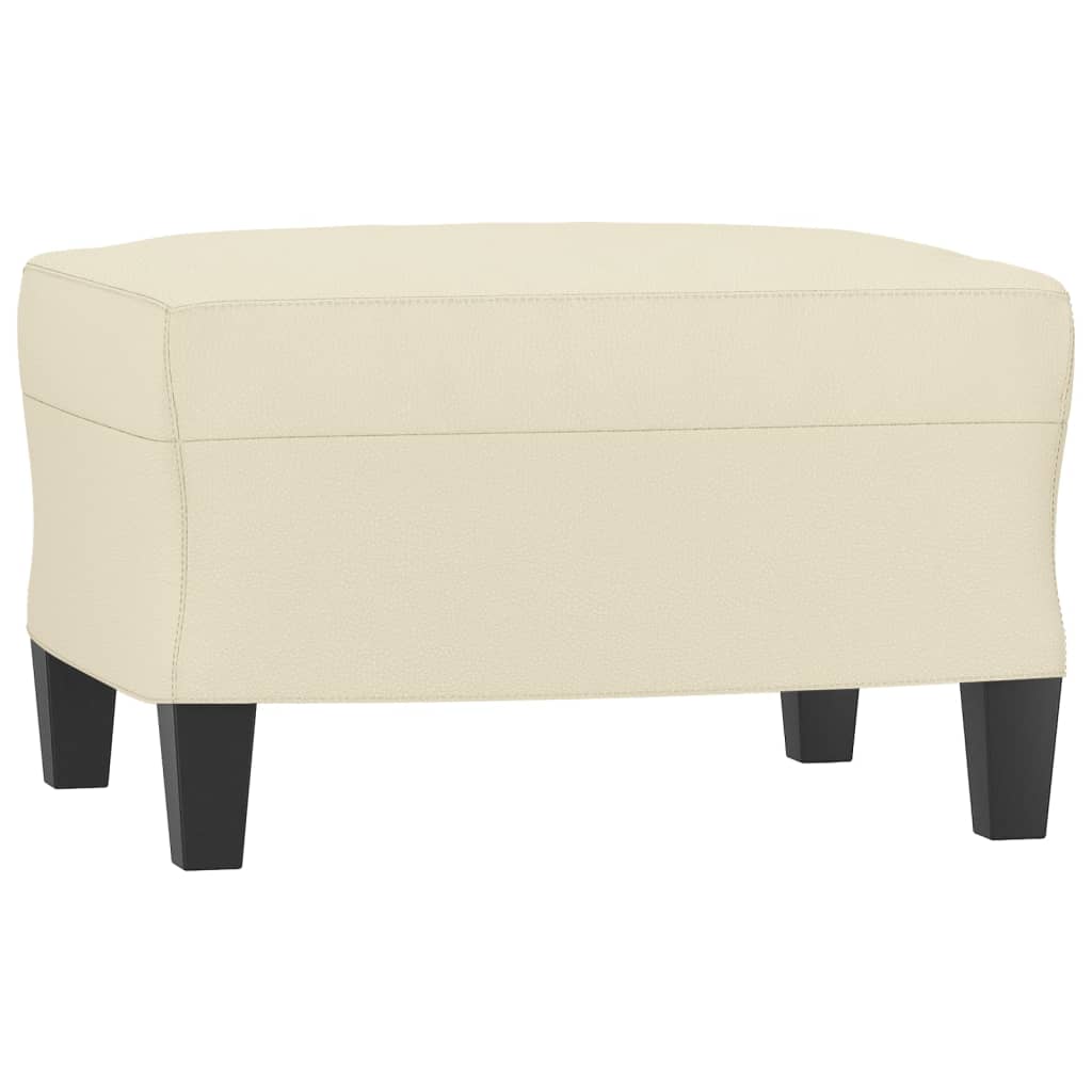 Fauteuil avec repose-pied Crème 60 cm Similicuir