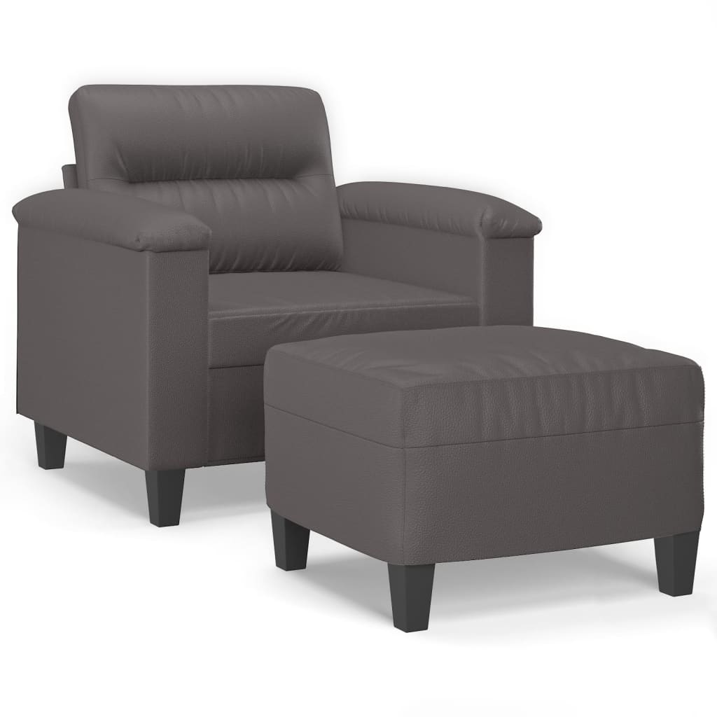 Fauteuil avec repose-pied Gris 60 cm Similicuir - XIOS