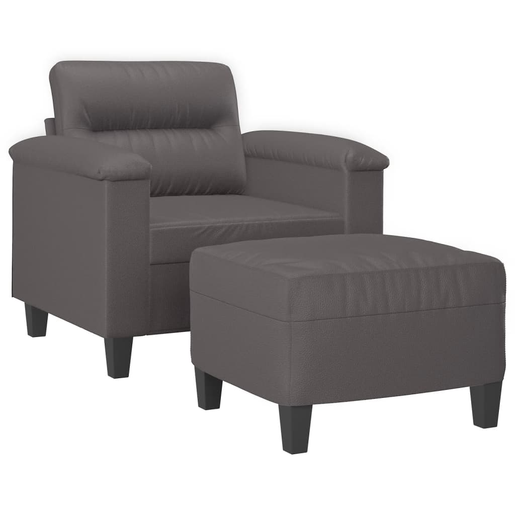 Fauteuil avec repose-pied Gris 60 cm Similicuir - XIOS