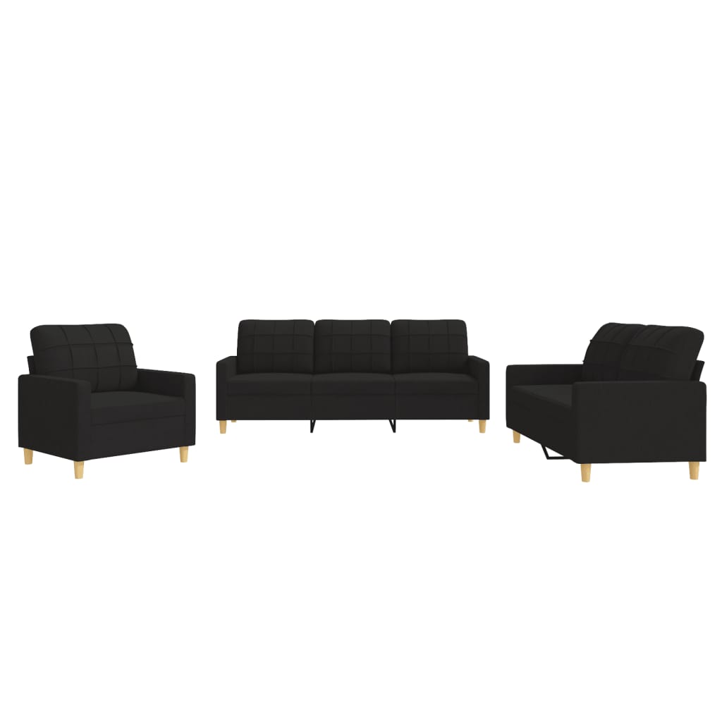 Ensemble de canapés 3 pcs avec coussins Noir Tissu - XIOS