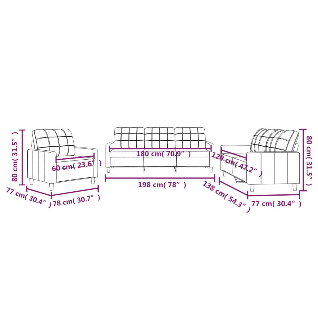 Ensemble de canapés 3 pcs avec coussins Jaune clair Tissu - XIOS