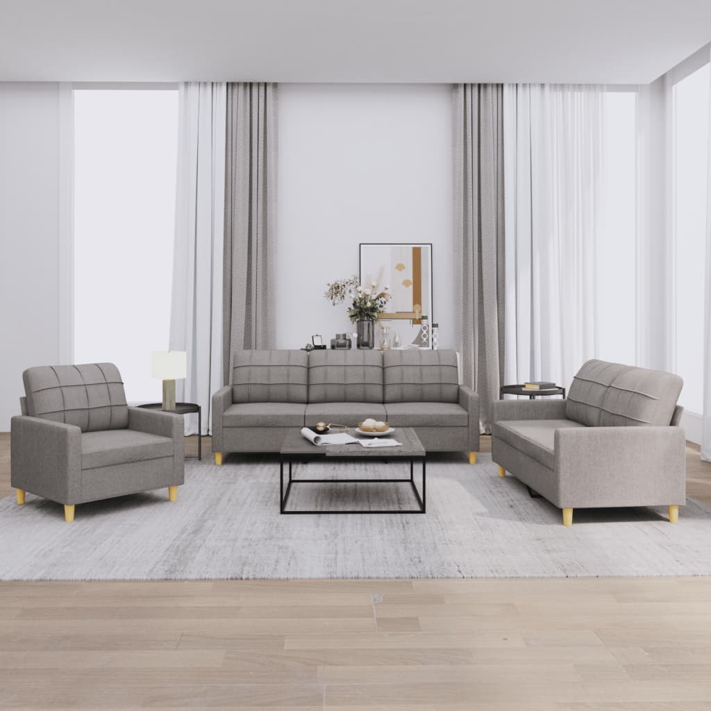 Ensemble de canapés 3 pcs avec coussins Taupe Tissu - XIOS