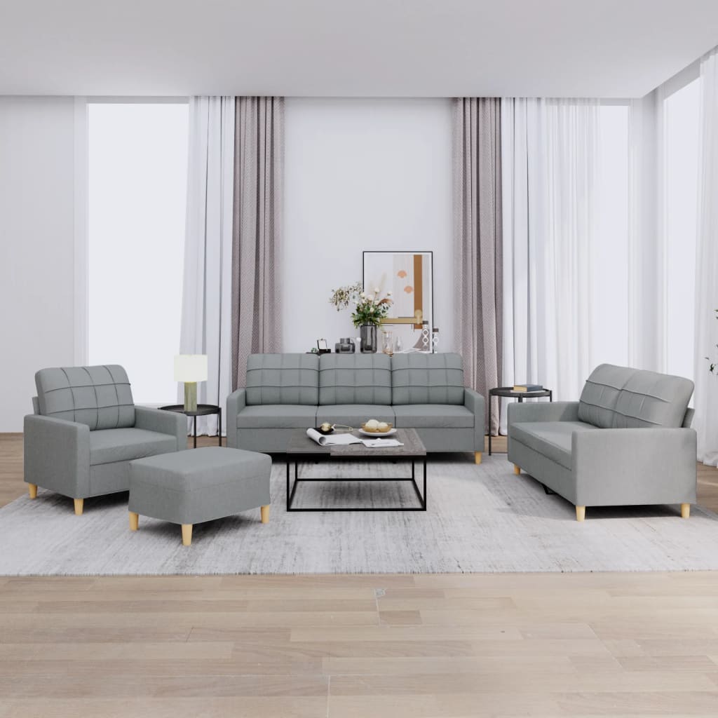 Ensemble de canapés 4 pcs avec coussins Gris clair Tissu - XIOS