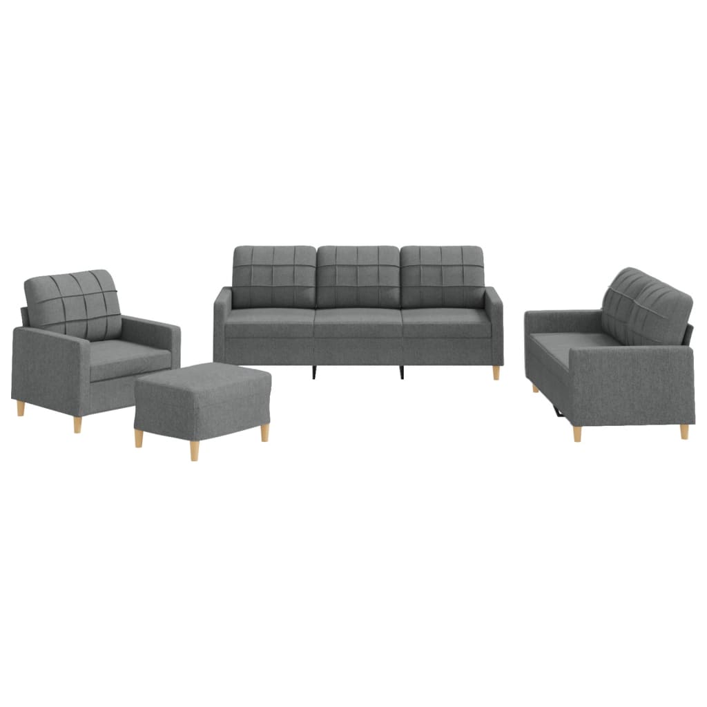 Ensemble de canapés 4 pcs avec coussins Gris foncé Tissu - XIOS